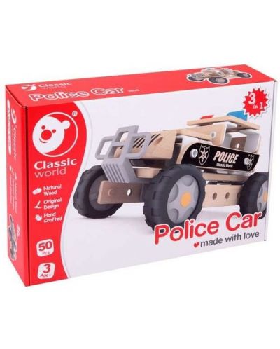 Дървен конструктор Classic World - Полицейски автомобил - 2