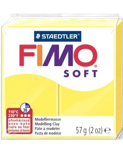 Полимерна глина Staedtler Fimo Soft - 57 g, лимонено жълто - 1