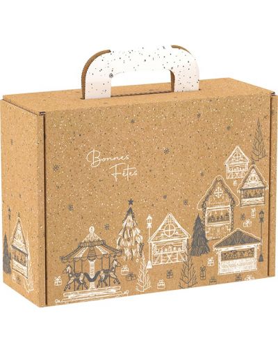 Подаръчна кутия Giftpack Bonnes Fêtes - Крафт, 25 cm - 1