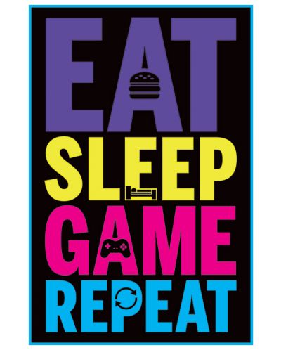 Макси плакат Pyramid Humor: Gaming - Eat, Sleep, Game, Repeat - 1