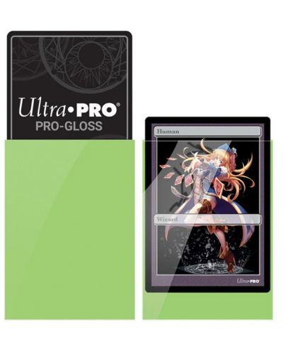 Протектори за карти Ultra Pro - PRO-Gloss Small Size, Lime Green (60 бр.) - 2