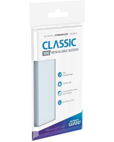 Протектори за карти Ultimate Guard Classic Sleeves Resealable - Standard Size, Transparent (100 бр.) - 1