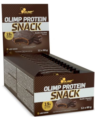 Protein Snack Box, двоен шоколад, 12 броя, Olimp - 1