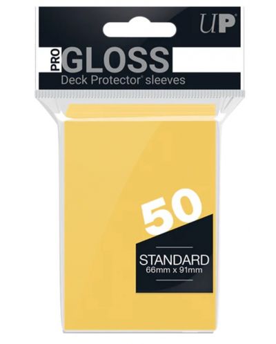 Протектори за карти Ultra Pro - PRO-Gloss Standard Size, Yellow (50 бр.) - 1
