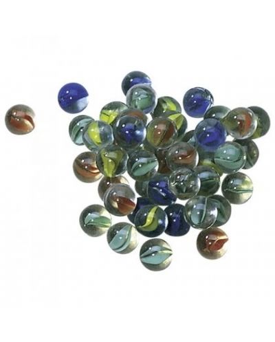 Игрален комплект Goki - Стъклени топчета котешко око, 50 броя - 1