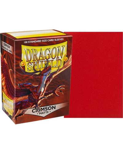 Протектори за карти Dragon Shield - Matte Sleeves Standard Size, Crimson (100 бр.) - 2