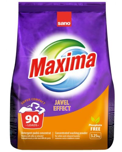 Прах за пране Sano - Maxima Javel Effect, 90 пранета, 3.25 kg - 1