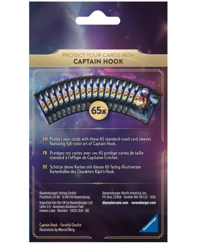 Протектори за карти Disney Lorcana TCG: The First Chapter Card Sleeves - Captain Hook (65 бр.) - 2