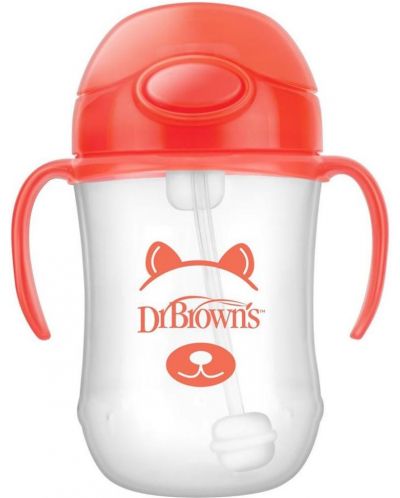 Dr. Brown's TC91010-INTL П. чаша със сламка 270ml.6м+ оранж - 1
