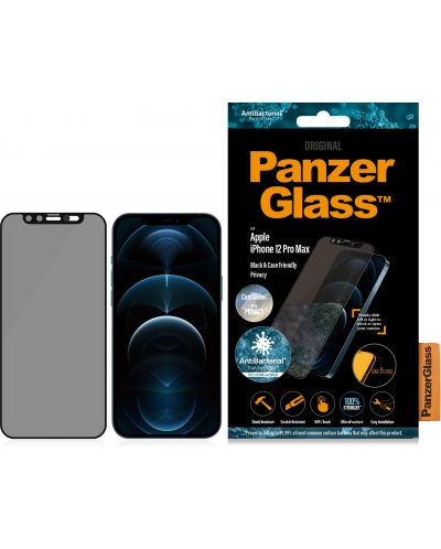 Стъклен протектор PanzerGlass - Privacy AntiBact CamSlide, iPhone 12 Pro Max - 3