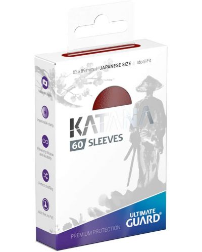 Протектори за карти Ultimate Guard Katana Sleeves Japanese Size - Red (60 бр.) - 1