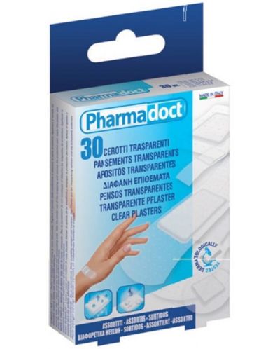 Прозрачни миещи се пластири, 5 размера, 30 броя, Pharmadoct - 1