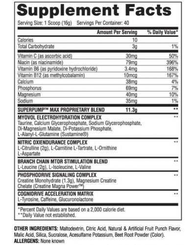 SuperPump Max, fruit punch, 640 g, Gaspari Nutrition - 2