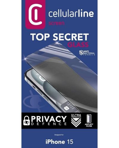Стъклен протектор Cellularline - Top Secret, iPhone 15 - 4