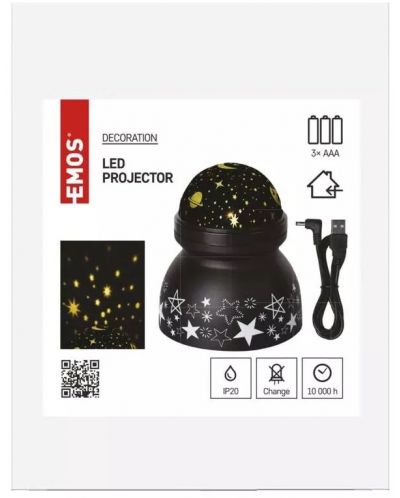 Проектор с LED светлини Emos - Звезди, 3 х АAA/USB - 5