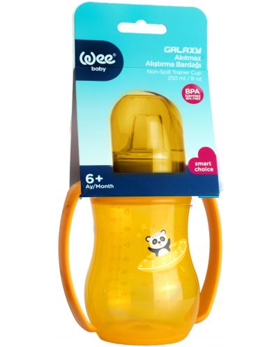 Преходна чаша с дръжки Wee Baby - Galaxy, PP, 250 ml, жълта - 1