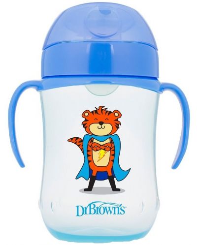 Преходна чаша с мек накрайник Dr. Brown's - 270 ml, 9 м+, синя