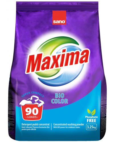 Прах за пране Sano - Maxima Bio color, 90 пранета, 3.25 kg - 1