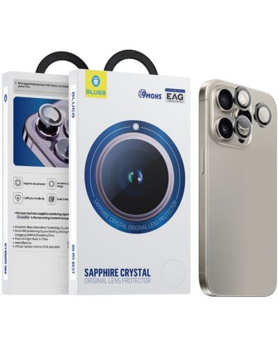 Протектори за камера Blueo - Sapphire Crystal, iPhone 15 Pro Max, сребрист - 1
