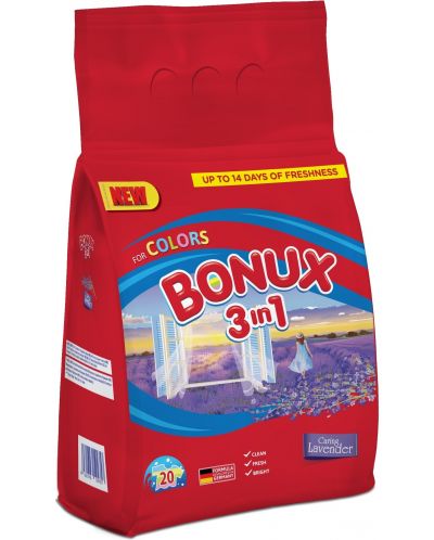 Прах за пране 3 in 1 Bonux - Color Caring Lavender, 20 пранета - 1