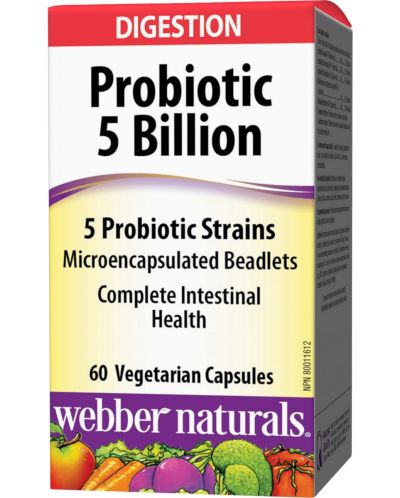 Probiotic 5 Billion, 60 капсули, Webber Naturals - 1