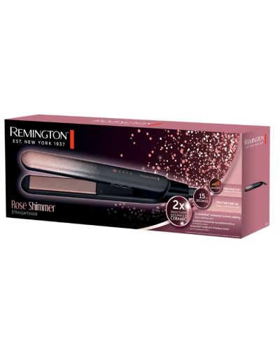 Преса за коса Remington - S5305 Rose Shimmer, до 230°C, черна/розова - 2