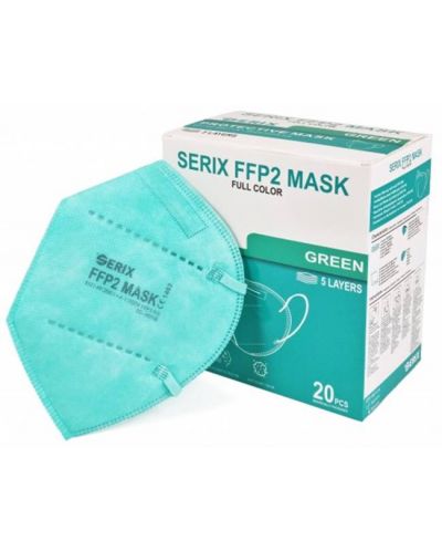 Предпазни маски, FFP2, зелени, 20 броя, Serix - 2
