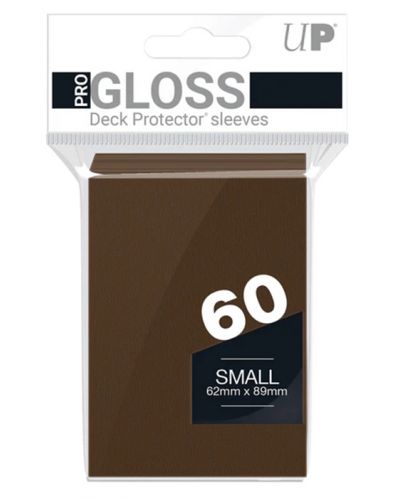 Протектори за карти Ultra Pro - PRO-Gloss Small Size, Brown (60 бр.) - 1