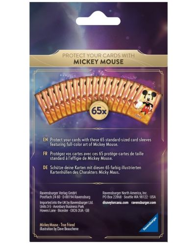 Протектори за карти Disney Lorcana TCG: The First Chapter Card Sleeves - Mickey Mouse (65 бр.) - 2