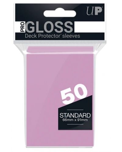 Протектори за карти Ultra Pro - PRO-Gloss Standard Size, Pink (50 бр.) - 1