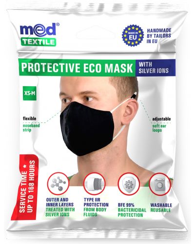 Предпазна маска за многократна употреба, L/XL, черна, MedTextile - 2
