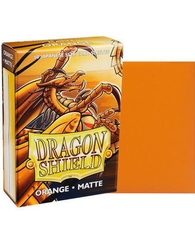 Протектори за карти Dragon Shield - Matte Sleeves Small Size, Orange (60 бр.) - 2