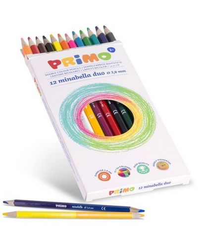 Комплект цветни моливи Primo - Minabella Duo, 12 по 2 цвята - 1