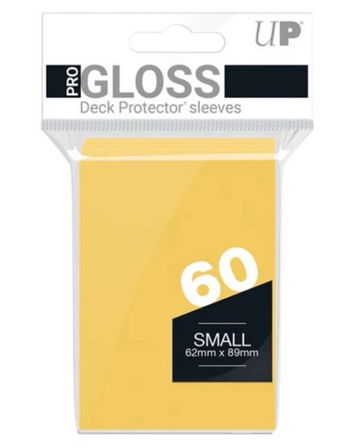Протектори за карти Ultra Pro - PRO-Gloss Small Size, Yellow (60 бр.) - 1