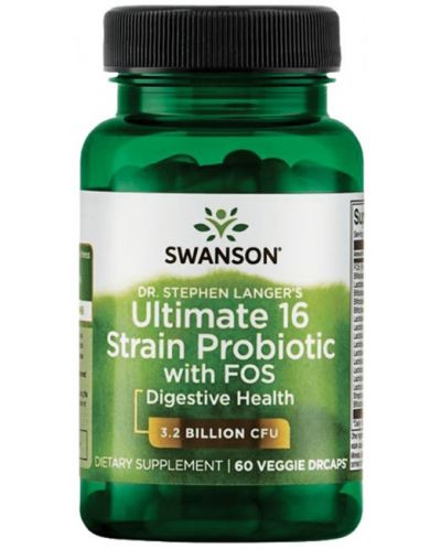 Ultimate 16 Strain Probiotic with FOS, 60 капсули, Swanson - 1