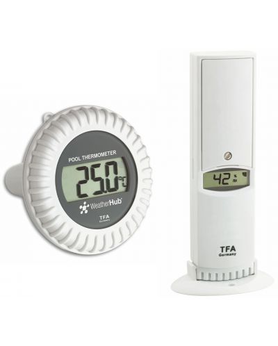 Предавател за температура и датчик за басейн TFA - WEATHER HUB, бял - 1
