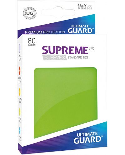 Протектори за карти Ultimate Guard Supreme UX Sleeves - Standard Size Light, Green (80 бр.) - 1