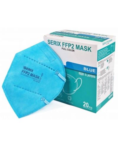 Предпазни маски, FFP2, сини, 20 броя, Serix - 2