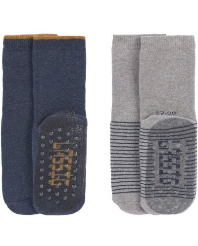 Противоплъзгащи чорапи Lassig - 27-30 размер, сини-сиви, 2 чифта - 1