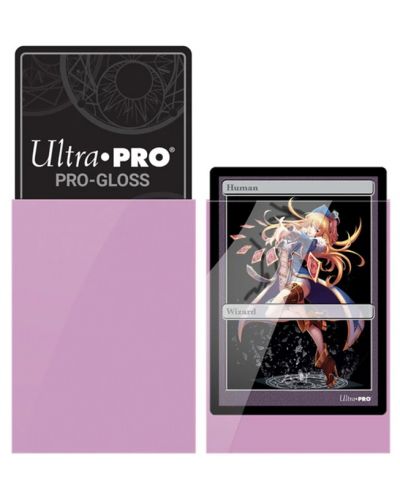 Протектори за карти Ultra Pro - PRO-Gloss Small Size, Pink (60 бр.) - 2