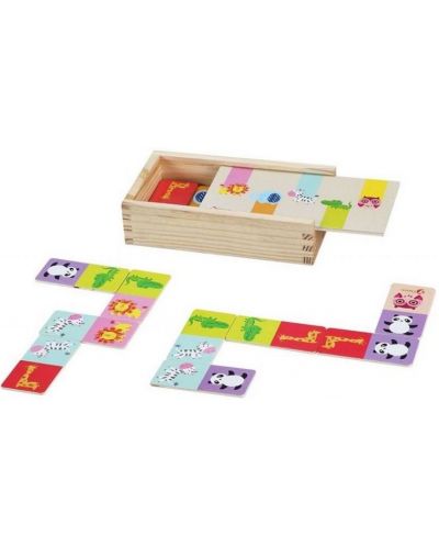 Детско дървено домино Classic World - Диви животни