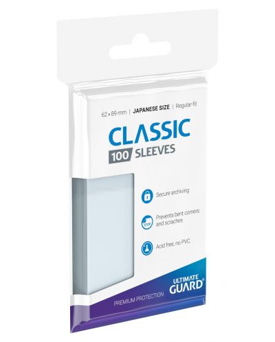 Протектори за карти Ultimate Guard Classic Soft Sleeves - Japanese Size, Прозрачни (100 бр.) - 1