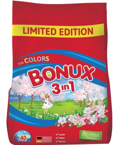Прах за пране 3 in 1 Bonux - Color Spring Freshness, 40 пранета - 1