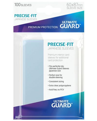 Протектори Ultimate Guard Precise-Fit Sleeves - Japanese Size, прозрачни, 100 броя - 2