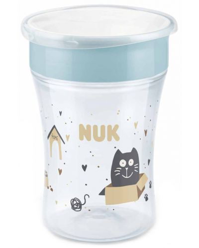 Преходна чаша NUK - Magic Cup, 8 m+, 230 ml, Cat & Dog, сива - 1