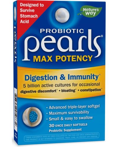 Probiotic Pearls Max Potency Digestion and Immunity, 30 капсули, Nature's Way - 1