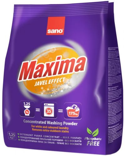 Прах за пране Sano - Maxima Javel Effect, 35 пранета, 1.25 kg - 1