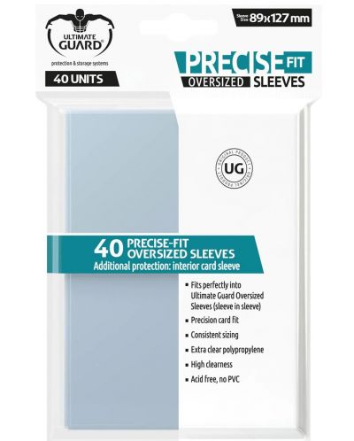 Протектори за карти Ultimate Guard Precise-Fit Sleeves Oversized, Transparent (40 бр.) - 1