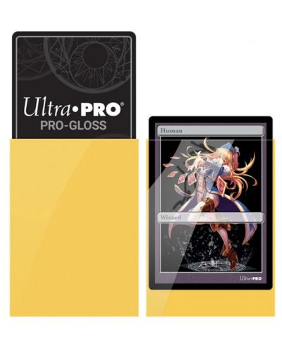 Протектори за карти Ultra Pro - PRO-Gloss Small Size, Yellow (60 бр.) - 2