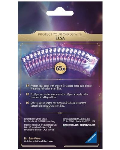 Протектори за карти Disney Lorcana TCG: The First Chapter Card Sleeves - Elsa (65 бр.) - 2